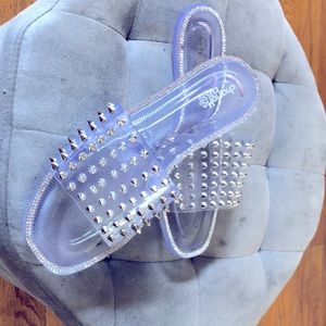 BEDAZZLED Clear Flip Flops Size 8